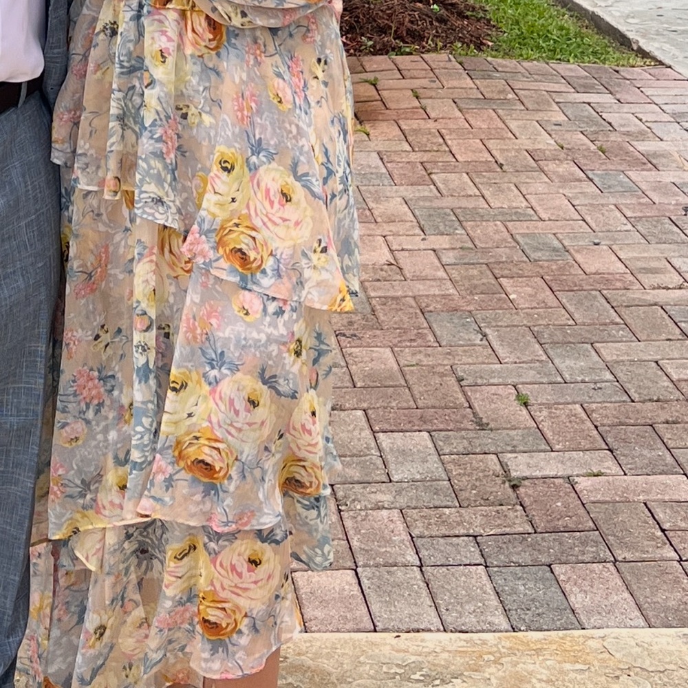 Elliatt Blue and Orange Asymmetrical Ruffled Sundress - Picture 3 of 3